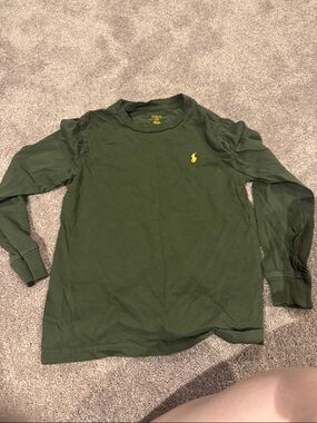 Polo by Ralph Lauren Boys Long Sleeve Tee - Forest Green with Yellow Pony